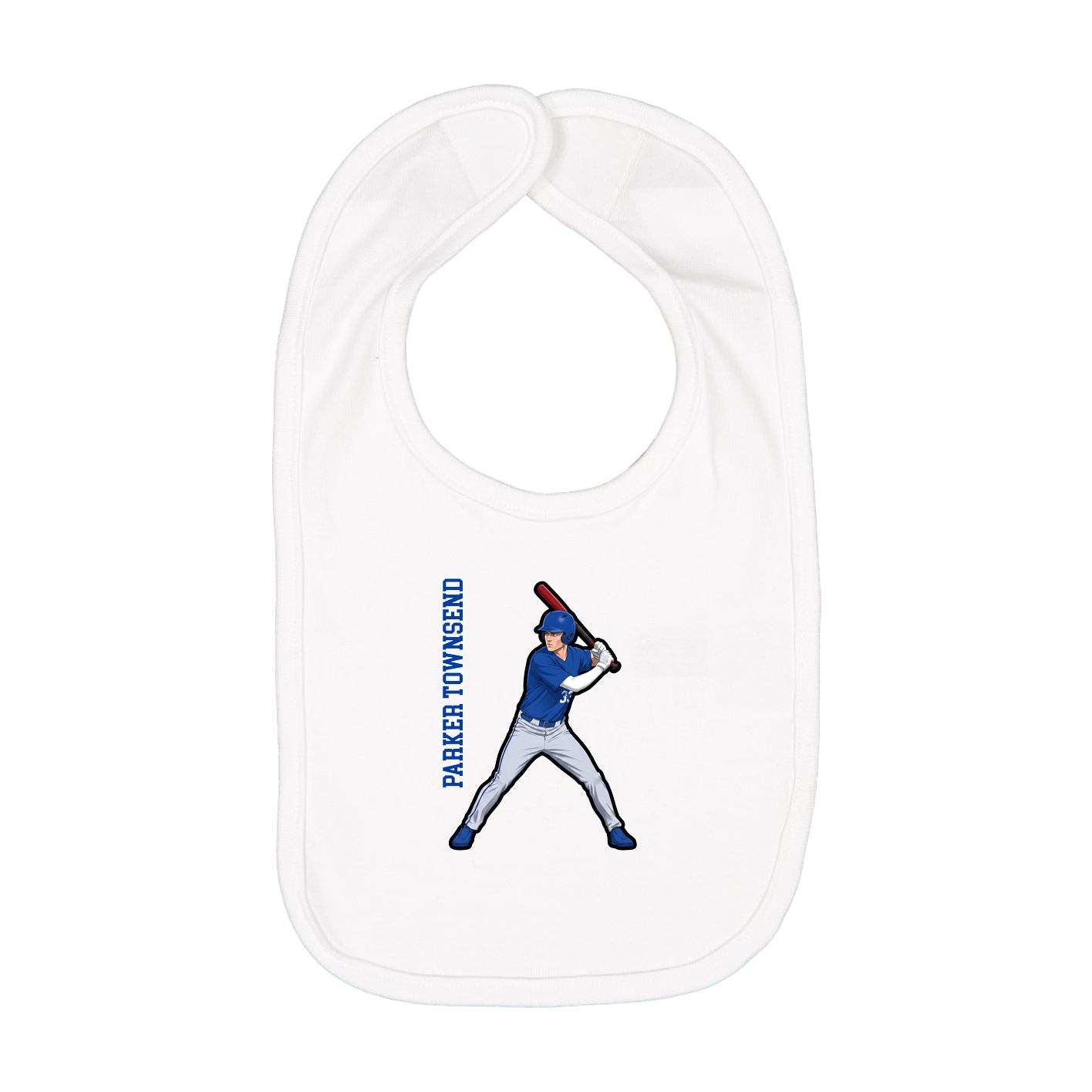Infant Bib — Name Vertical in White
