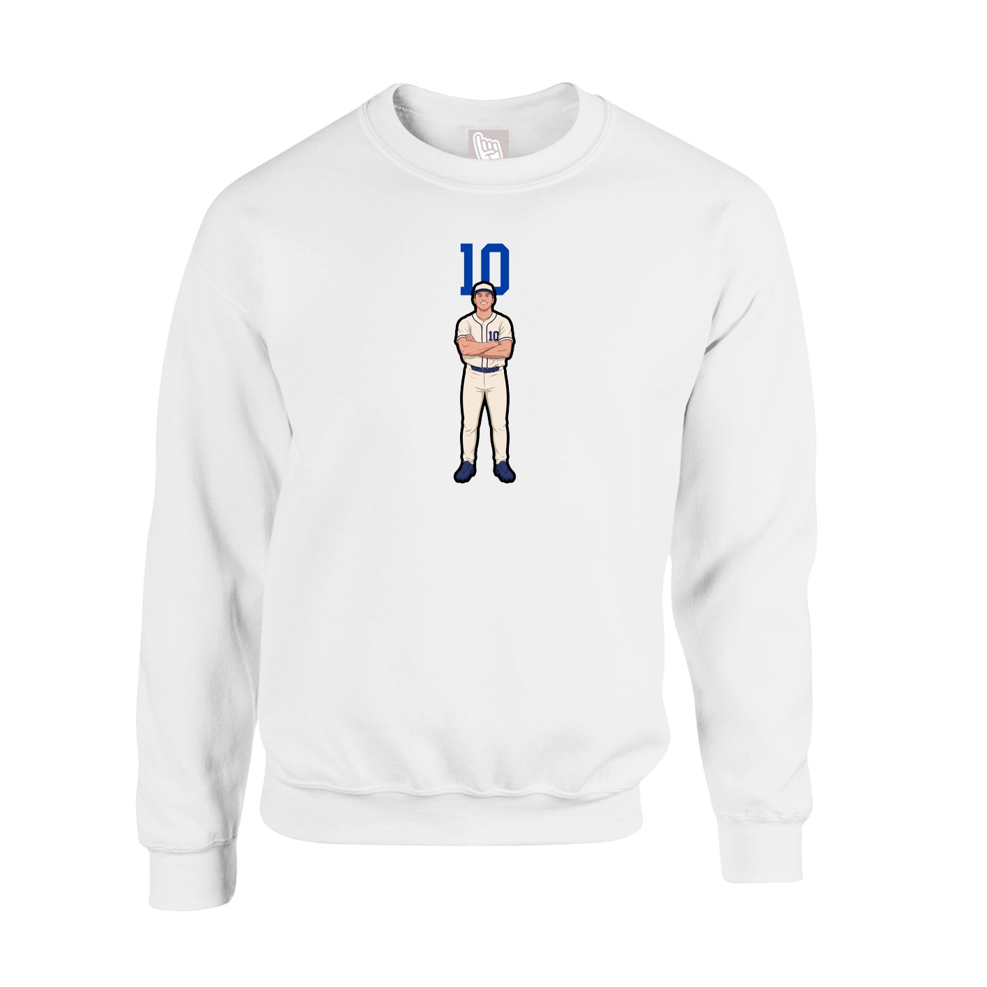 Fleece Crew — Number Top in White