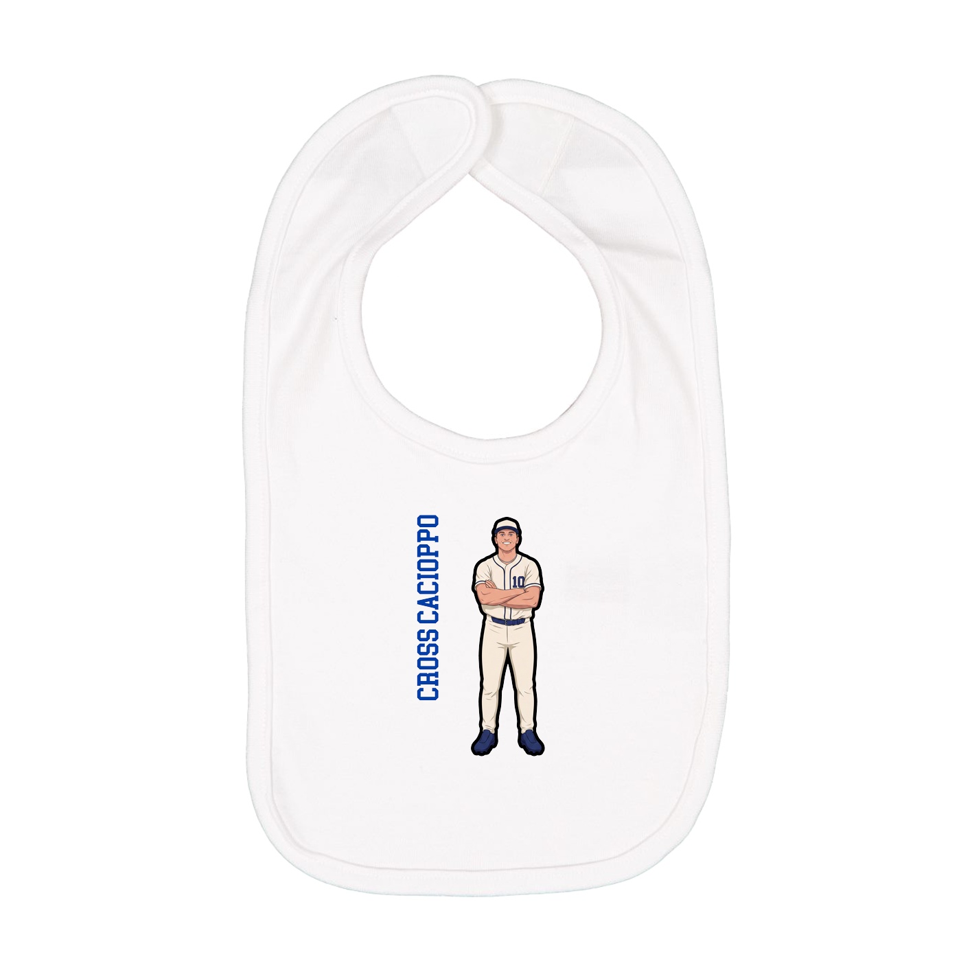Infant Bib — Name Vertical in White