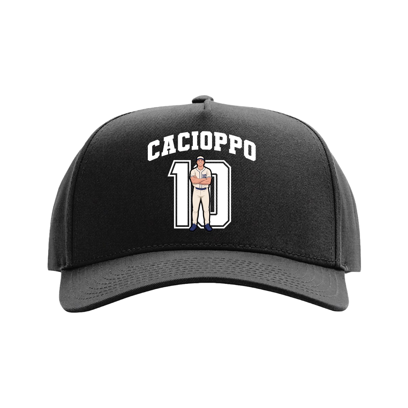 Full Fabric Five-Panel Champ Cap — Number in Black