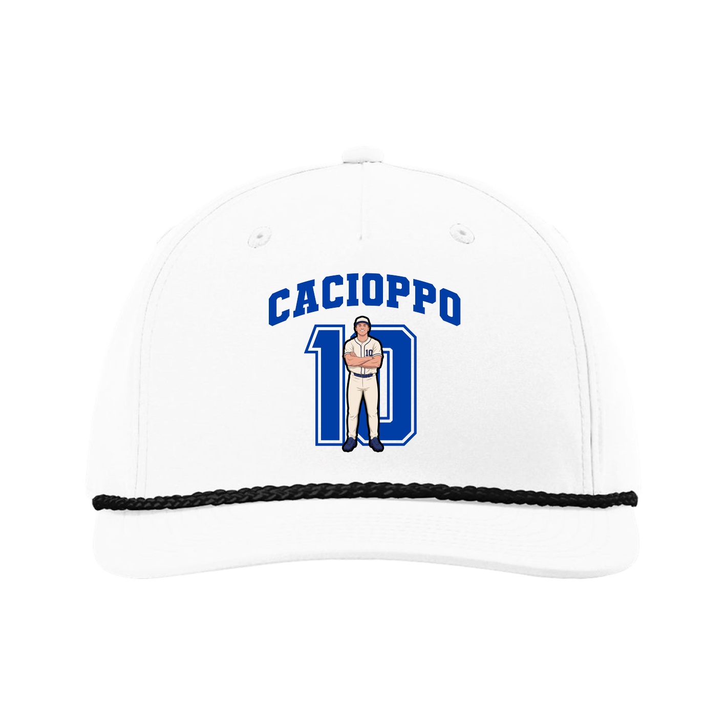 Five-Panel Classic Rope Cap — Number in White
