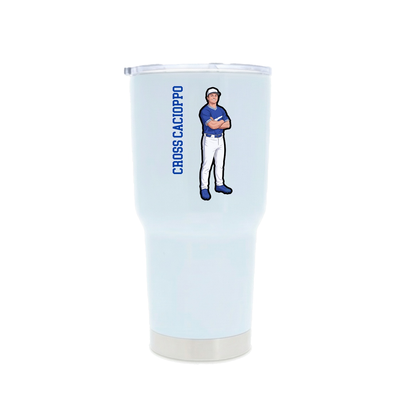 30oz Stainless Steel Tumbler — Name Vertical in White
