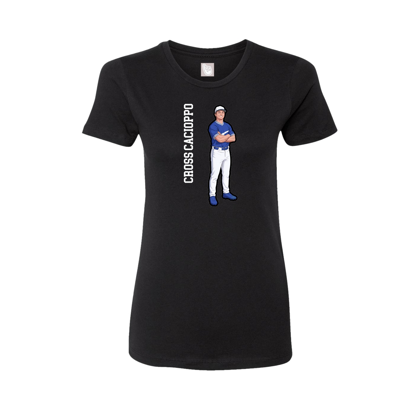 Fitted Women's Tee — Name Vertical in Black