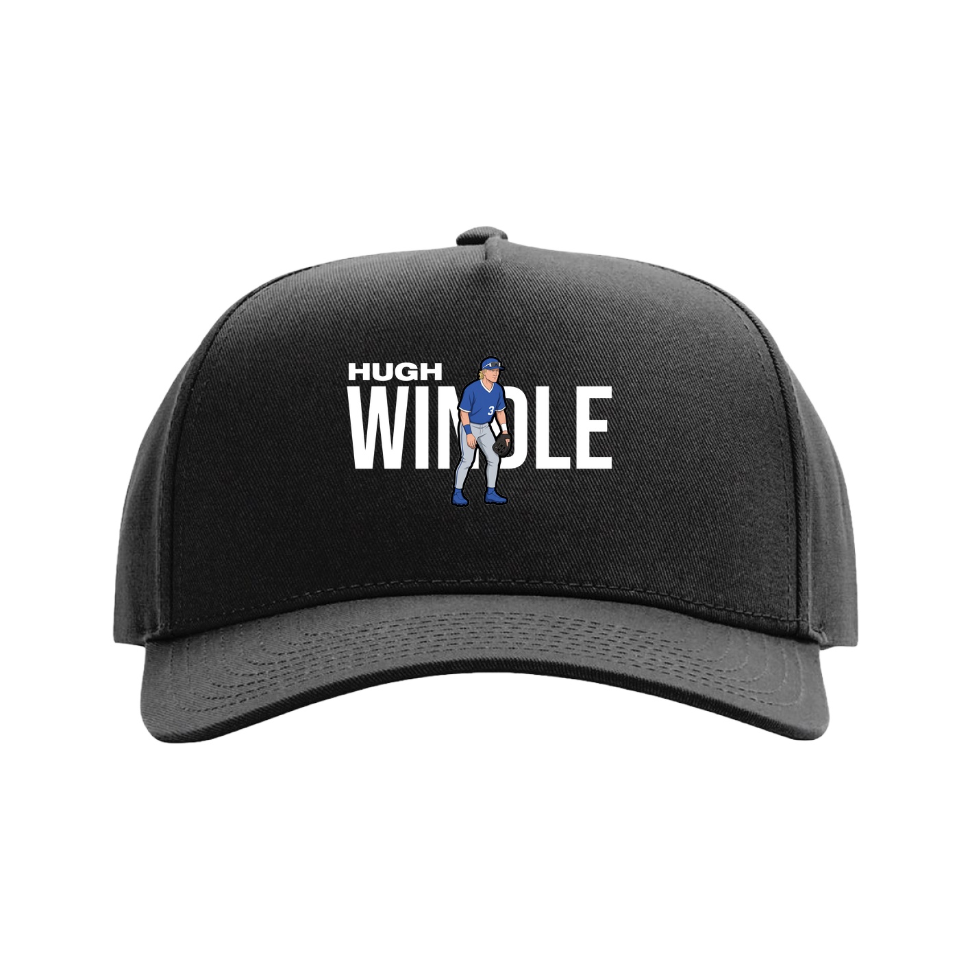 Full Fabric Five-Panel Champ Cap — Player Name in Black