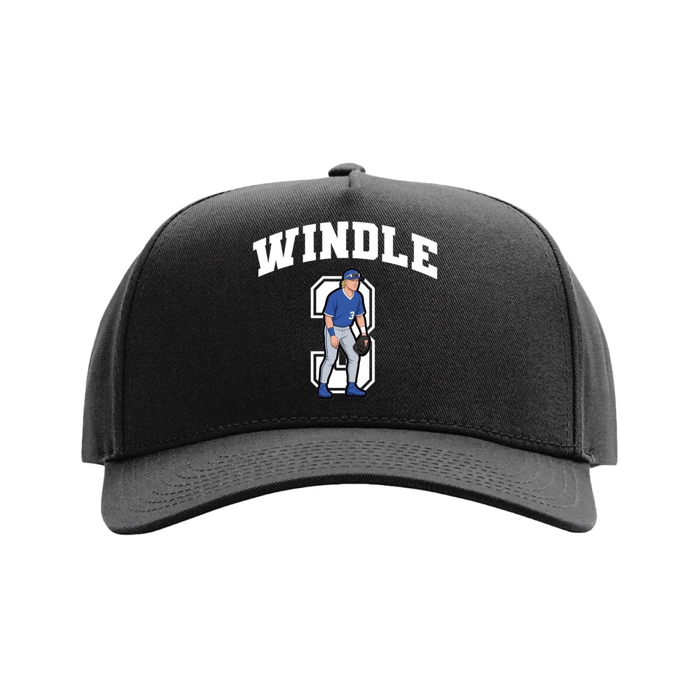 Full Fabric Five-Panel Champ Cap — Number in Black