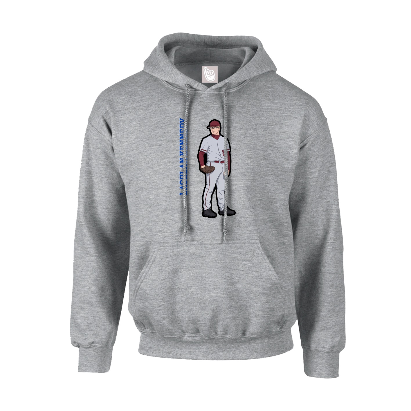 Youth Hoodie — Name Vertical in Grey