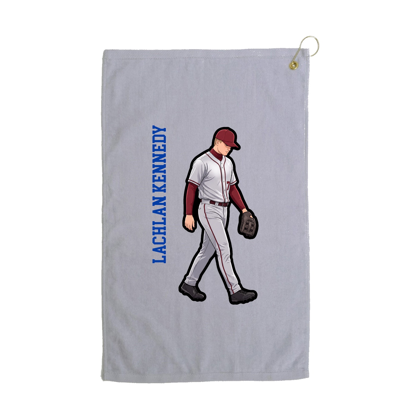 Golf Towel — Name Vertical in Grey