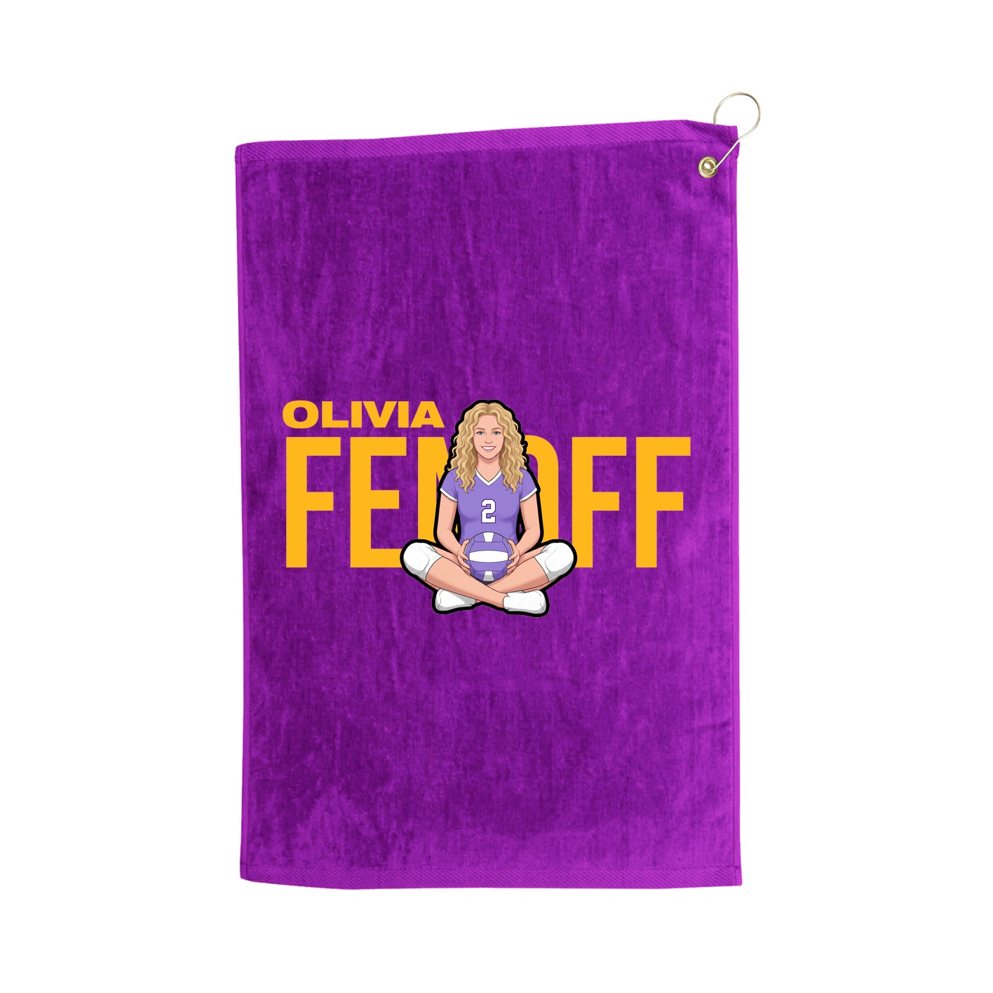 Golf Towel — Player Name in Purple
