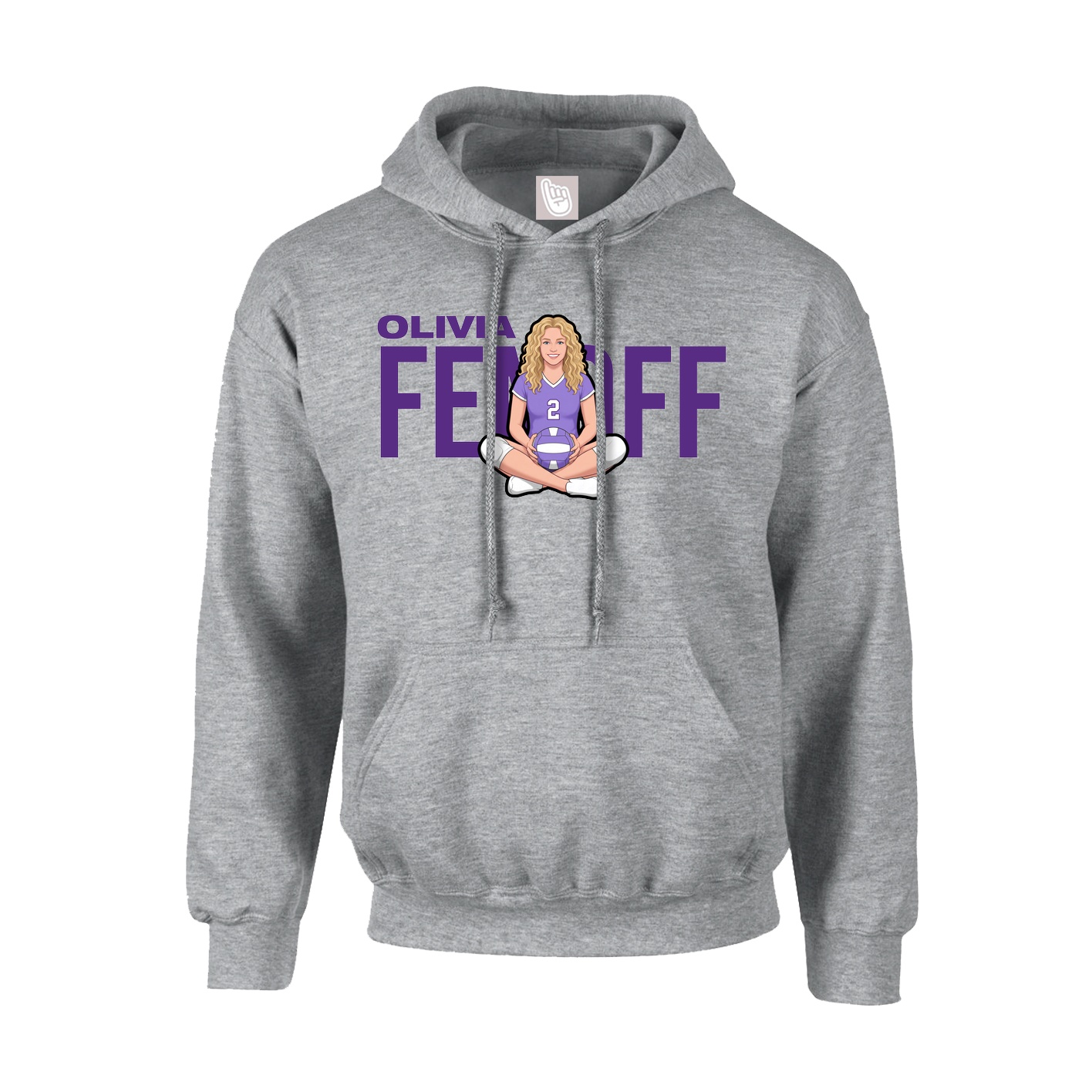 Youth Hoodie — Player Name in Grey
