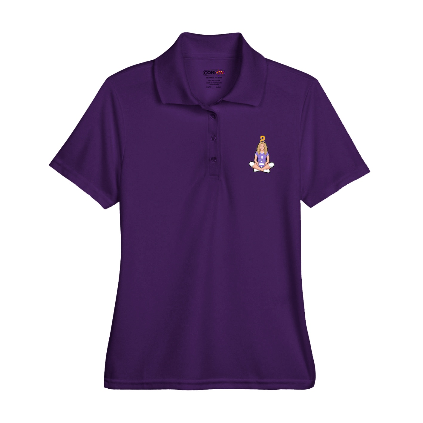 Womens Performance Polo — Number Top in Purple