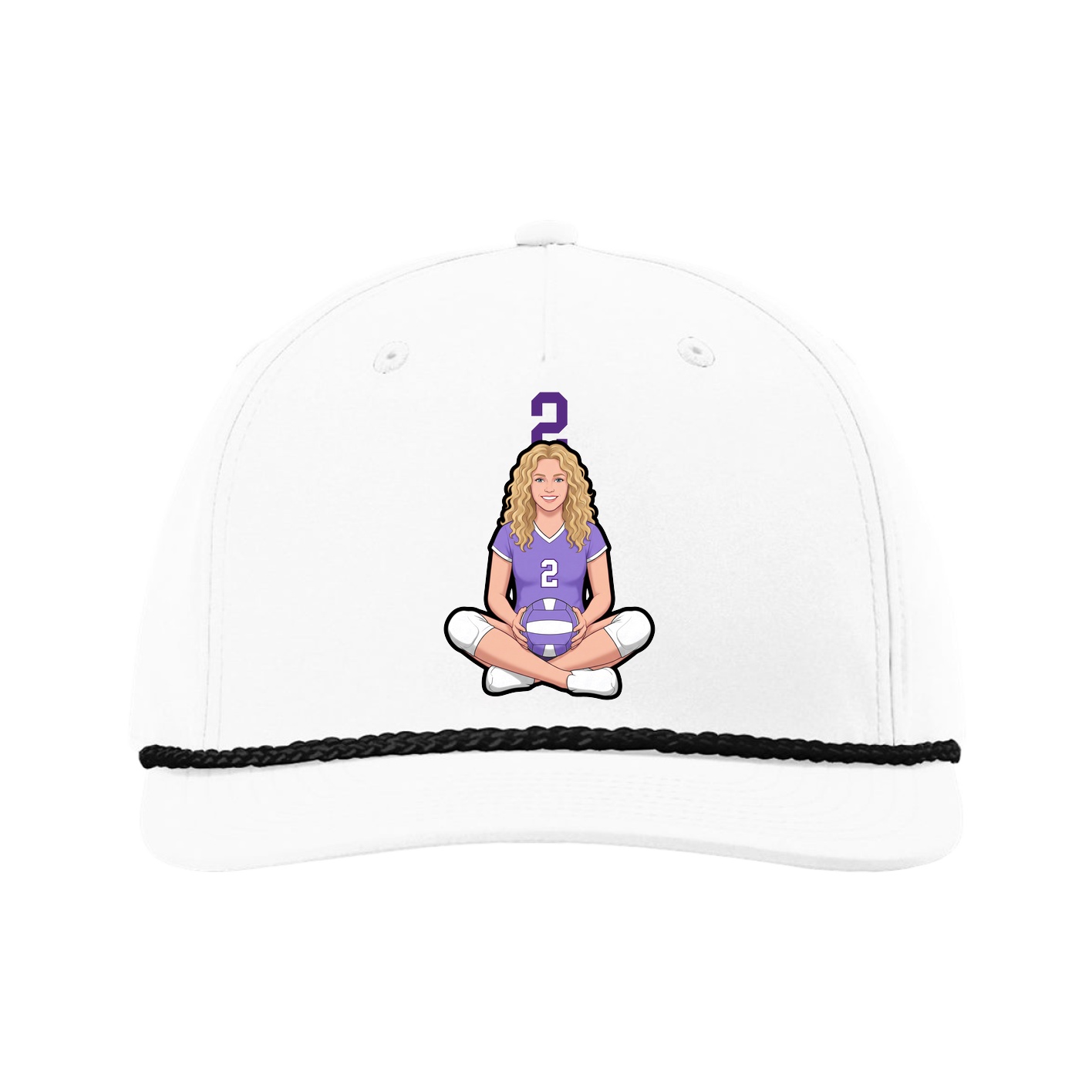 Five-Panel Classic Rope Cap — Number Top in White