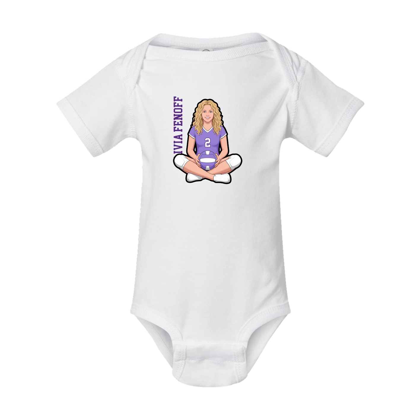 Baby Onesie — Name Vertical in White