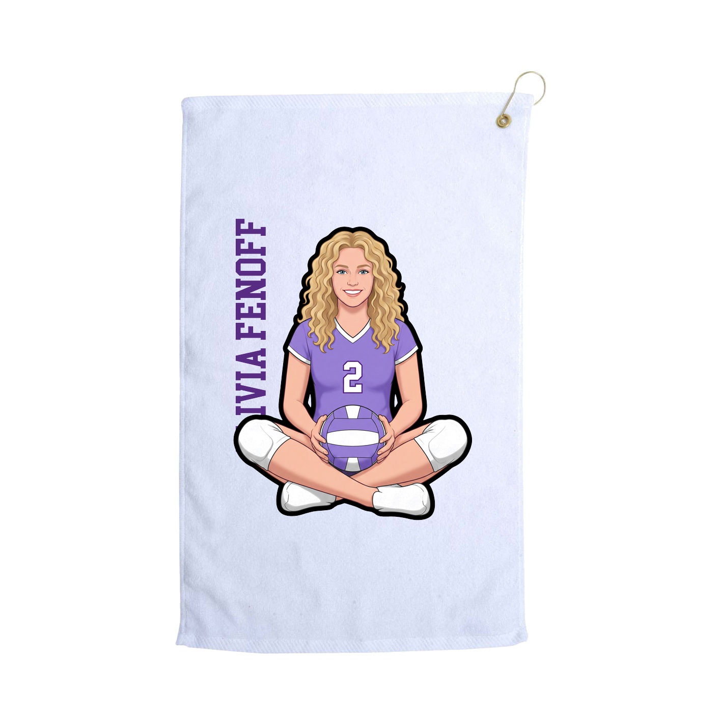 Golf Towel — Name Vertical in White