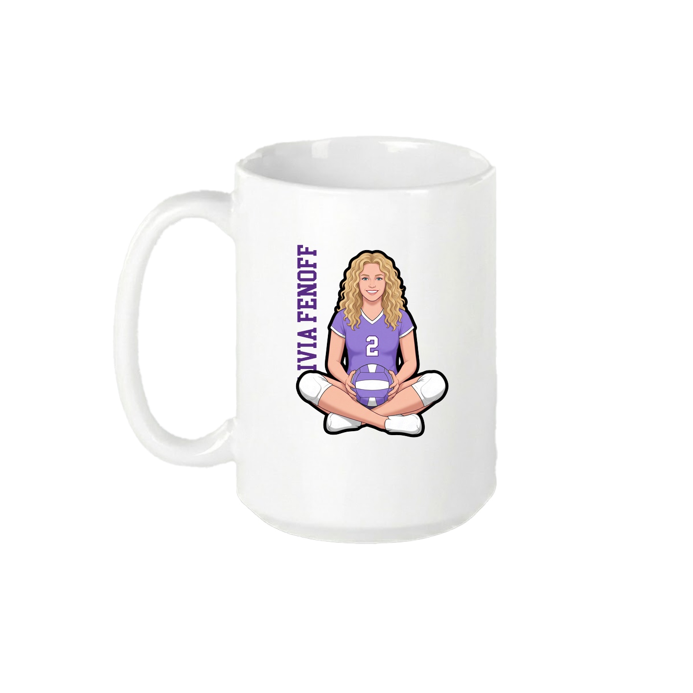 15oz Coffee Mug — Name Vertical in White