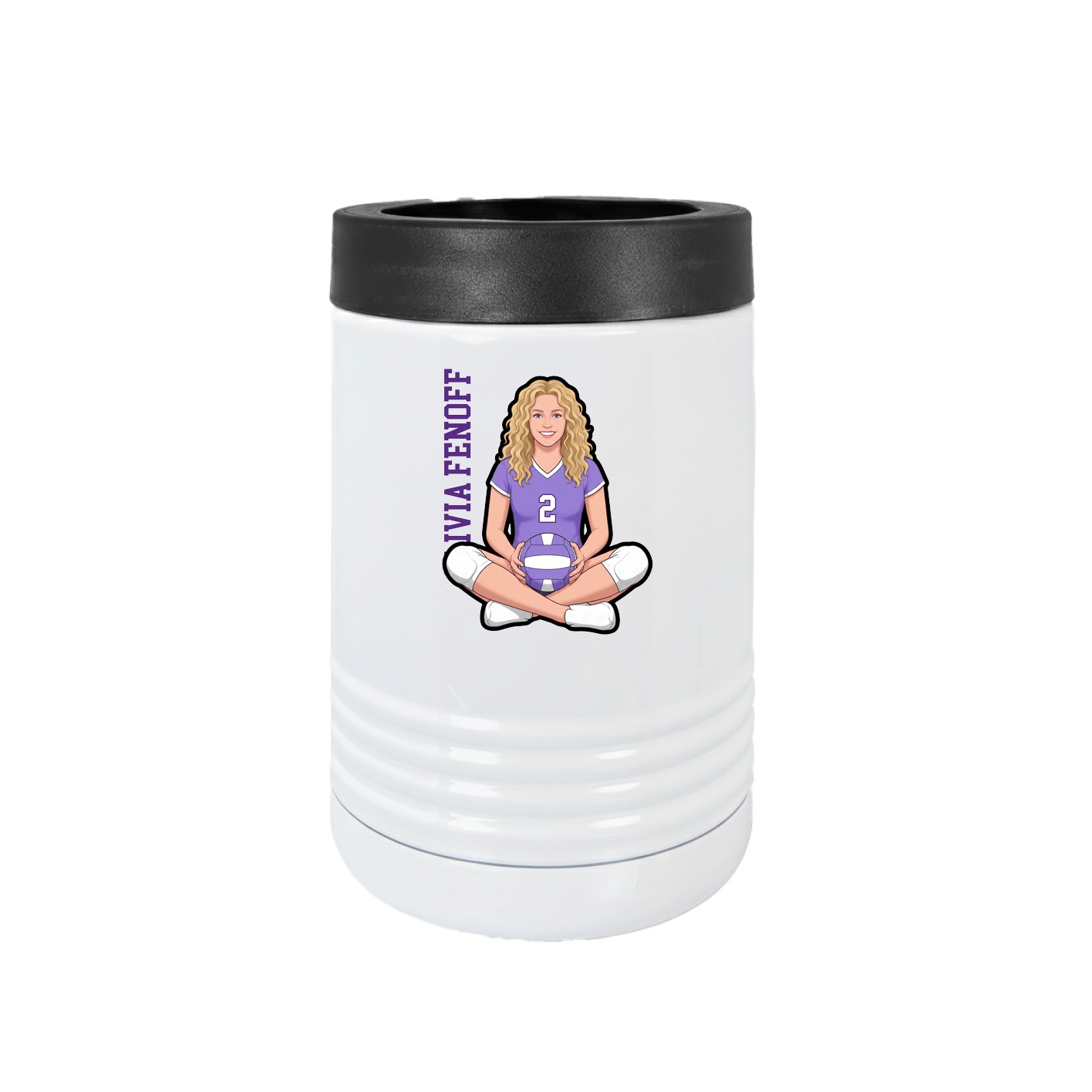 Beverage Holder — Name Vertical in White