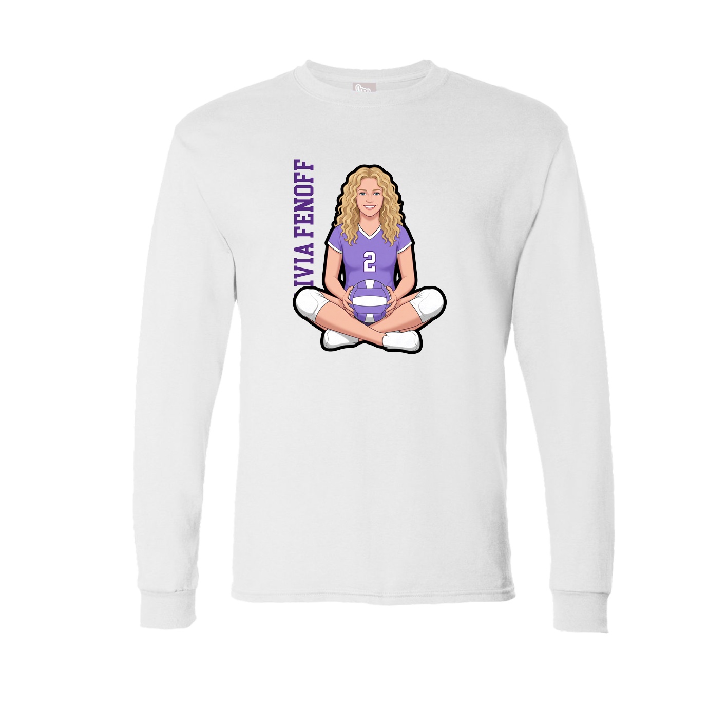 Long Sleeve Tee — Name Vertical in White