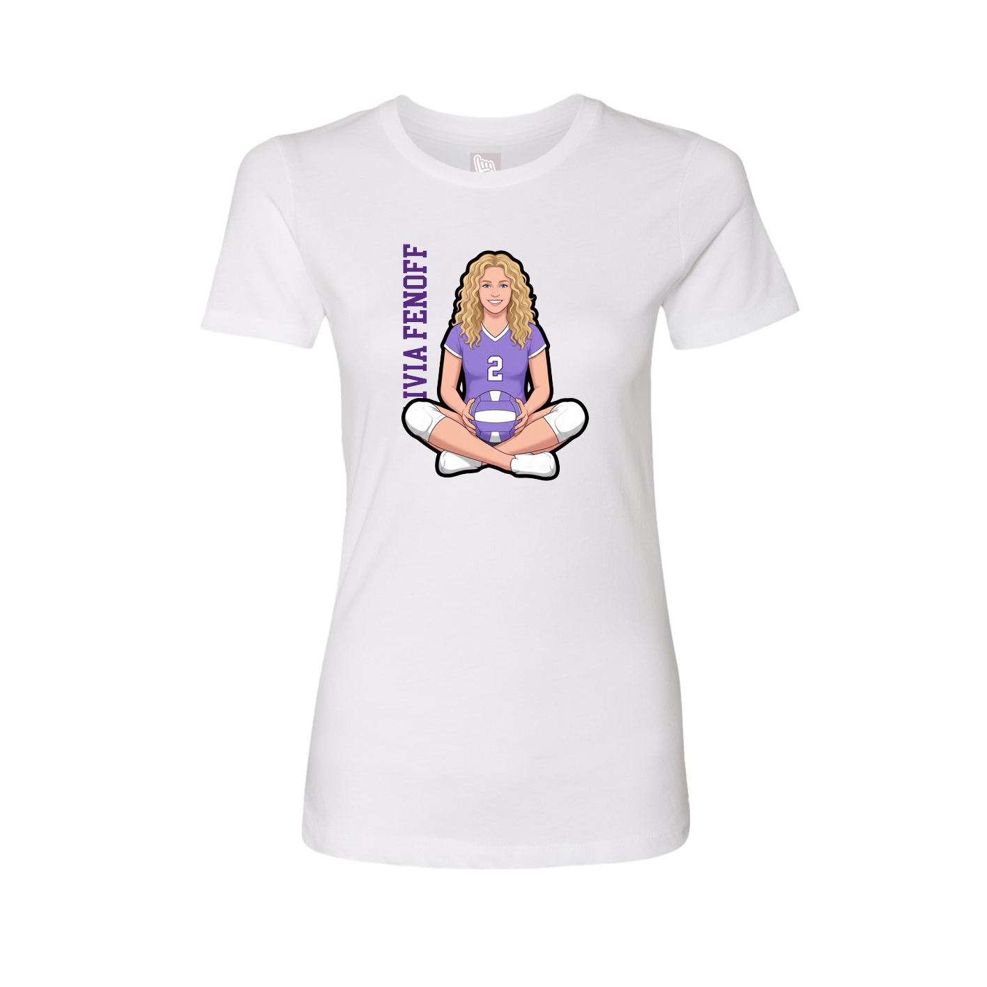 Fitted Women's Tee — Name Vertical in White