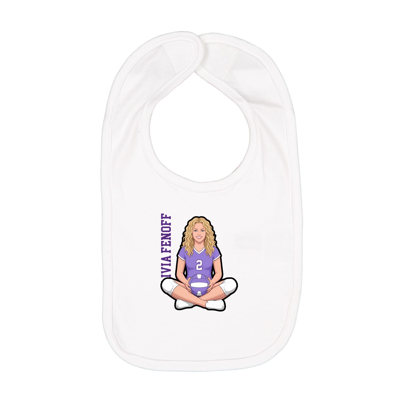 Infant Bib — Name Vertical in White