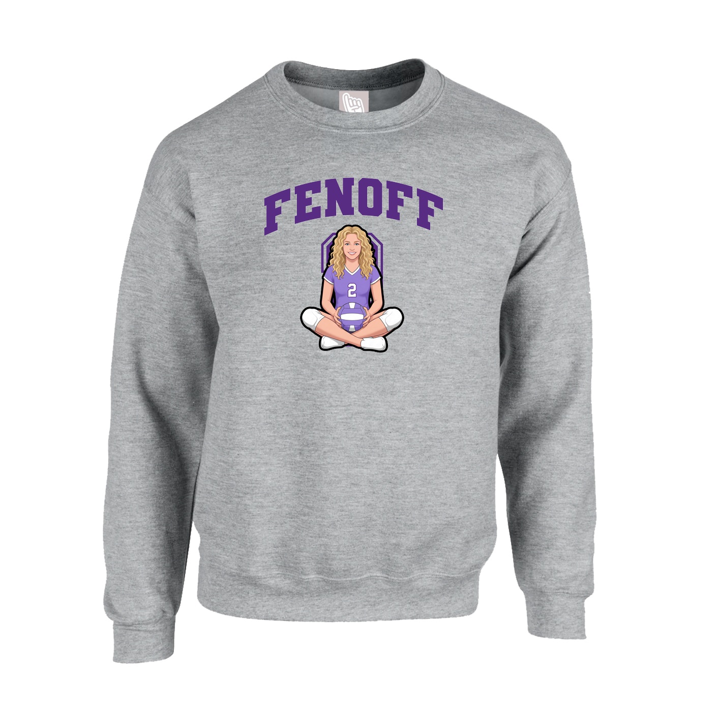 Fleece Crew — Number in Grey