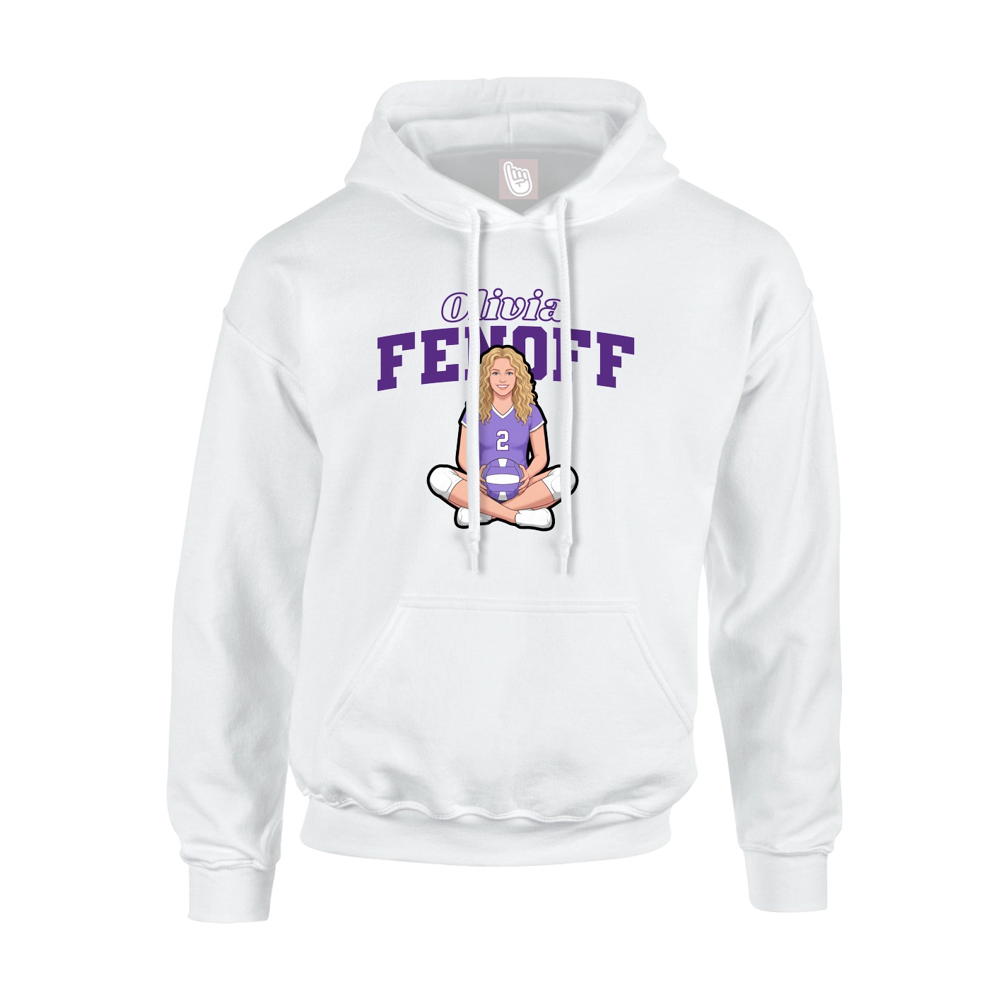Youth Hoodie — Name Arch in White