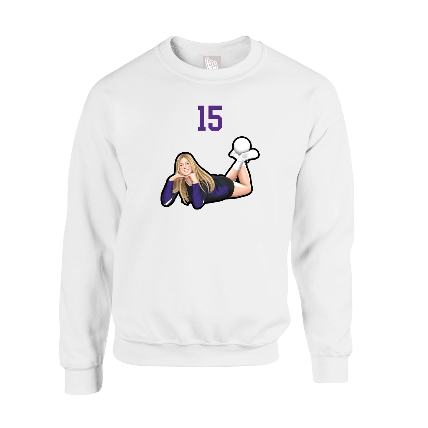 Fleece Crew — Number Top in White