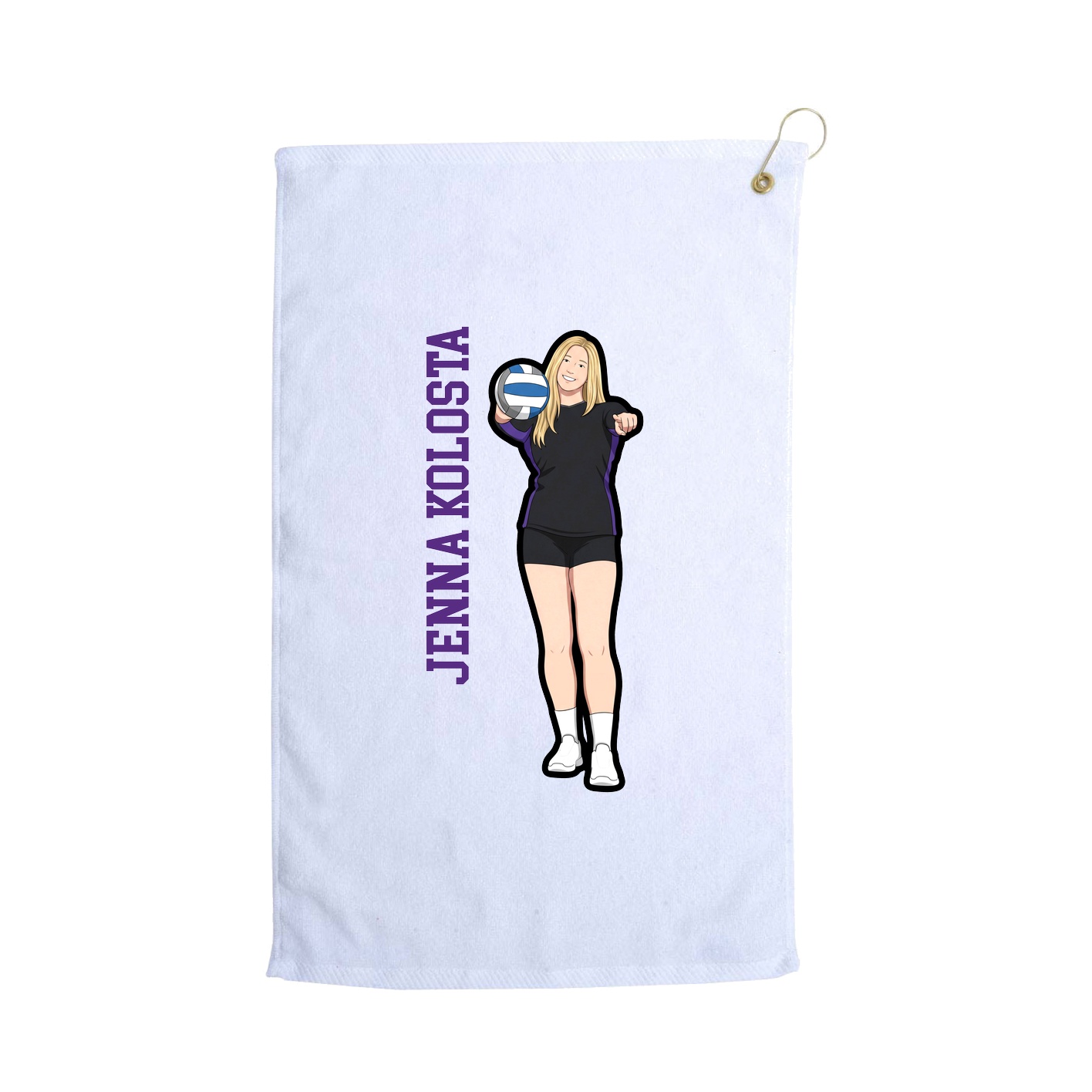 Golf Towel — Name Vertical in White