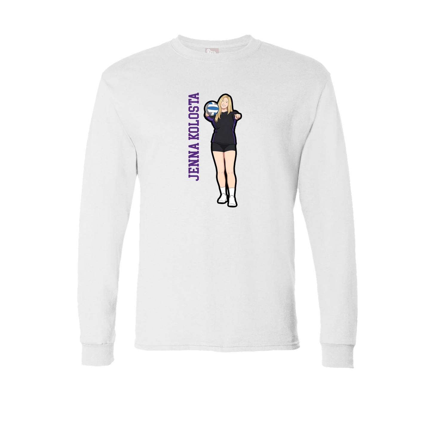 Long Sleeve Tee — Name Vertical in White