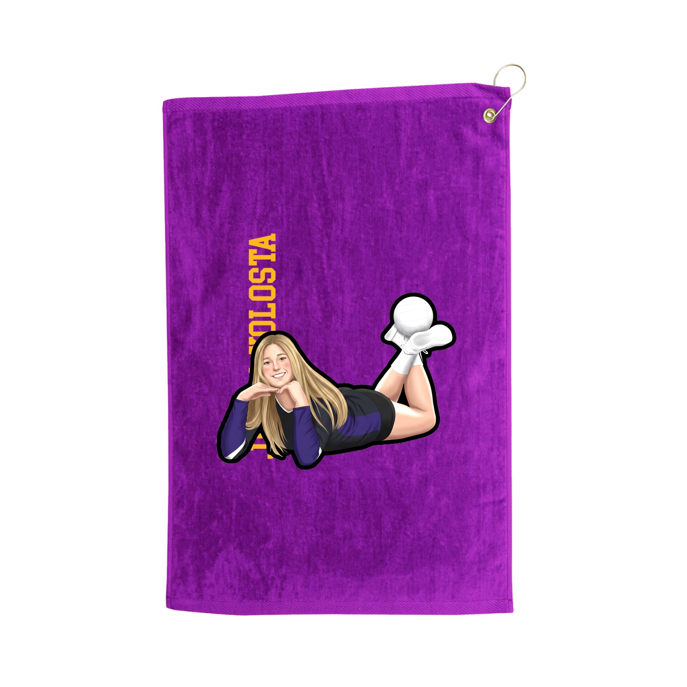 Golf Towel — Name Vertical in Purple