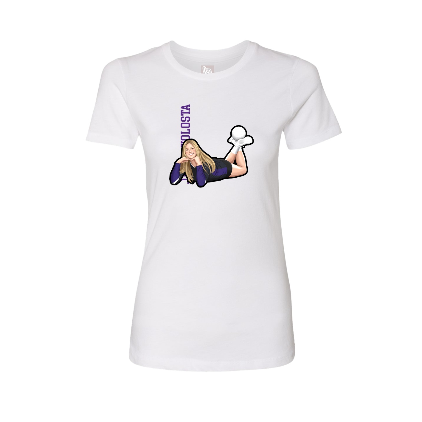 Fitted Women's Tee — Name Vertical in White