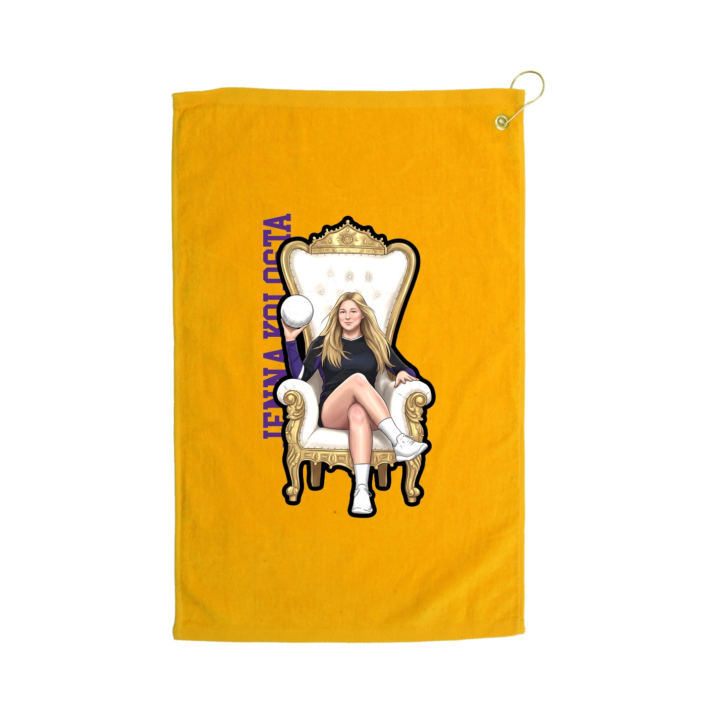 Golf Towel — Name Vertical in Gold