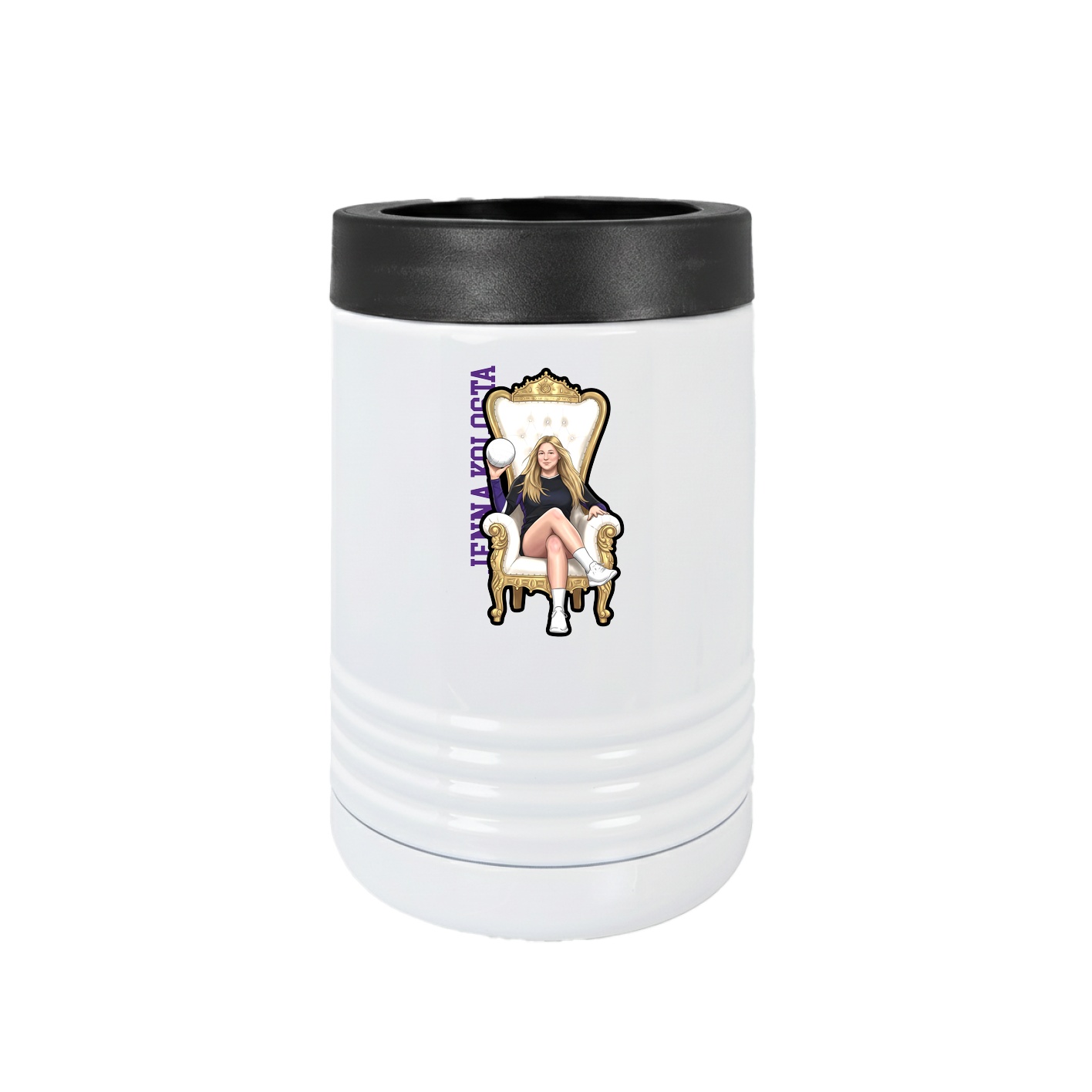 Beverage Holder — Name Vertical in White