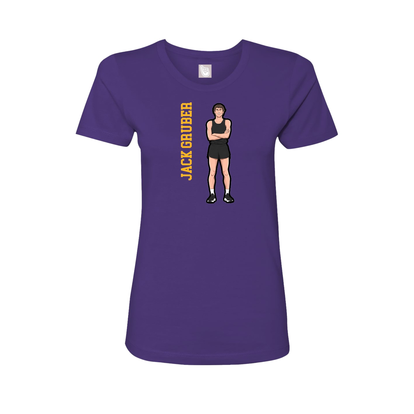 Fitted Women's Tee — Name Vertical in Purple