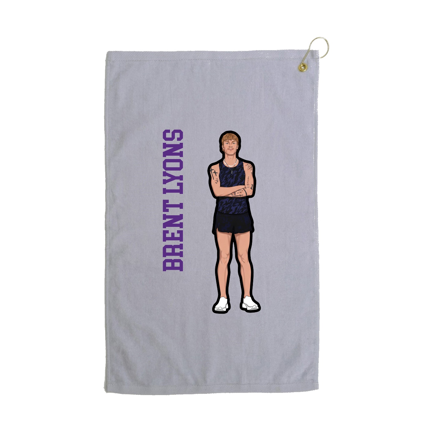 Golf Towel — Name Vertical in Grey
