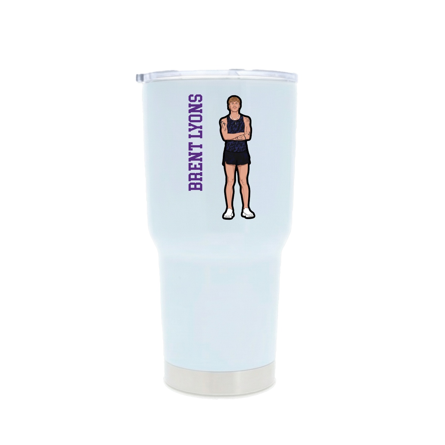 30oz Stainless Steel Tumbler — Name Vertical in White