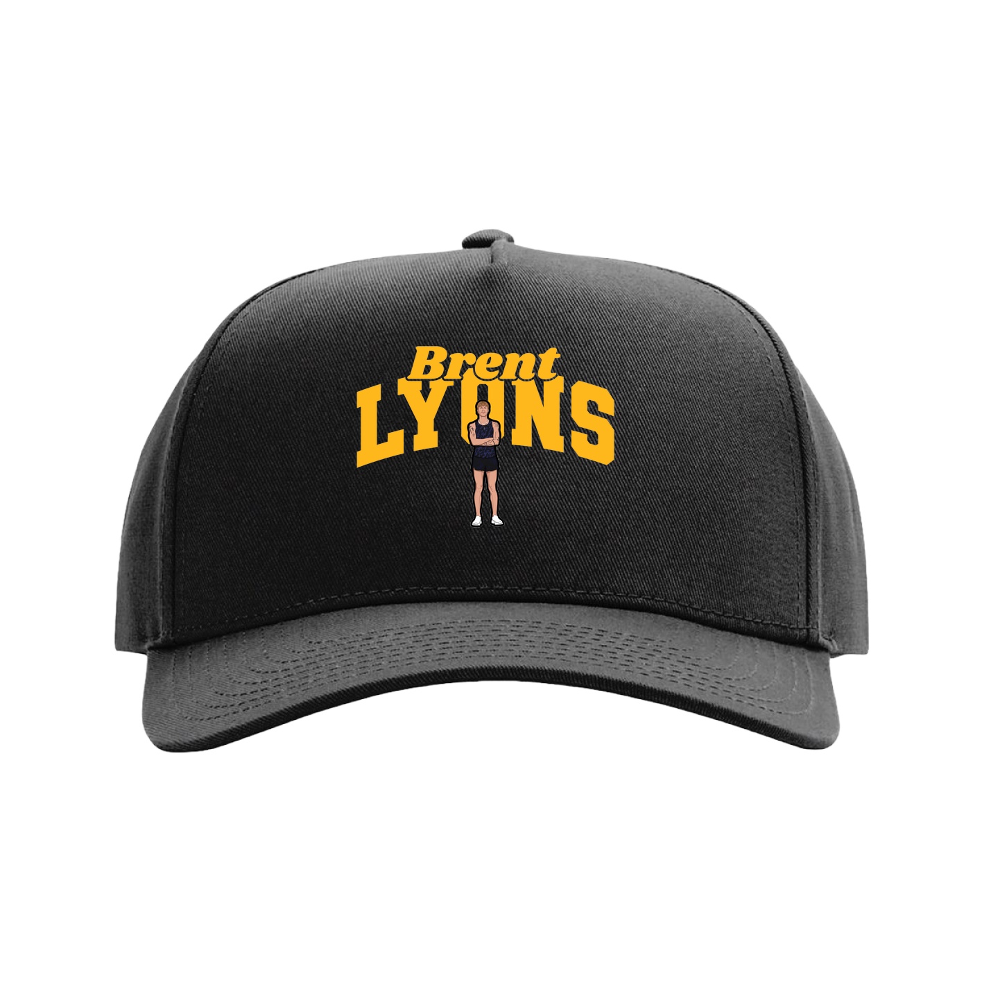 Full Fabric Five-Panel Champ Cap — Signature Arch in Black