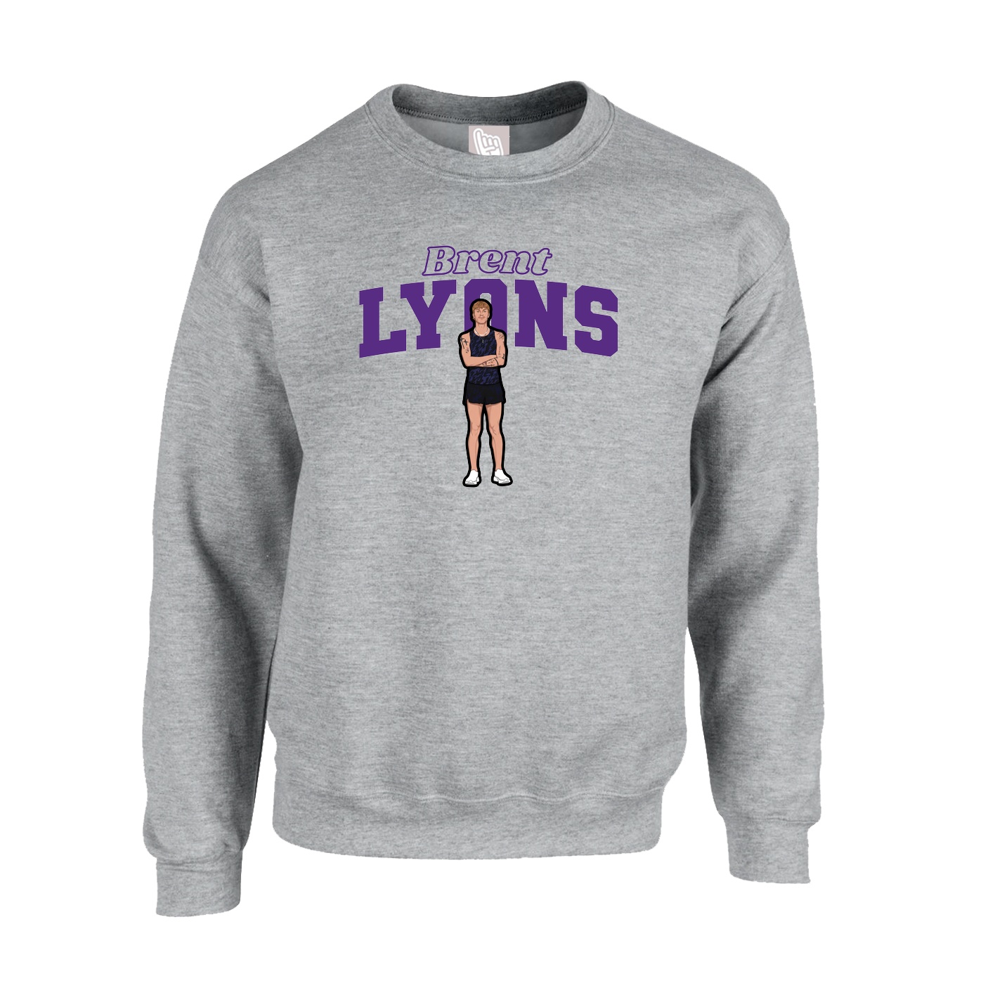 Fleece Crew — Name Arch in Grey