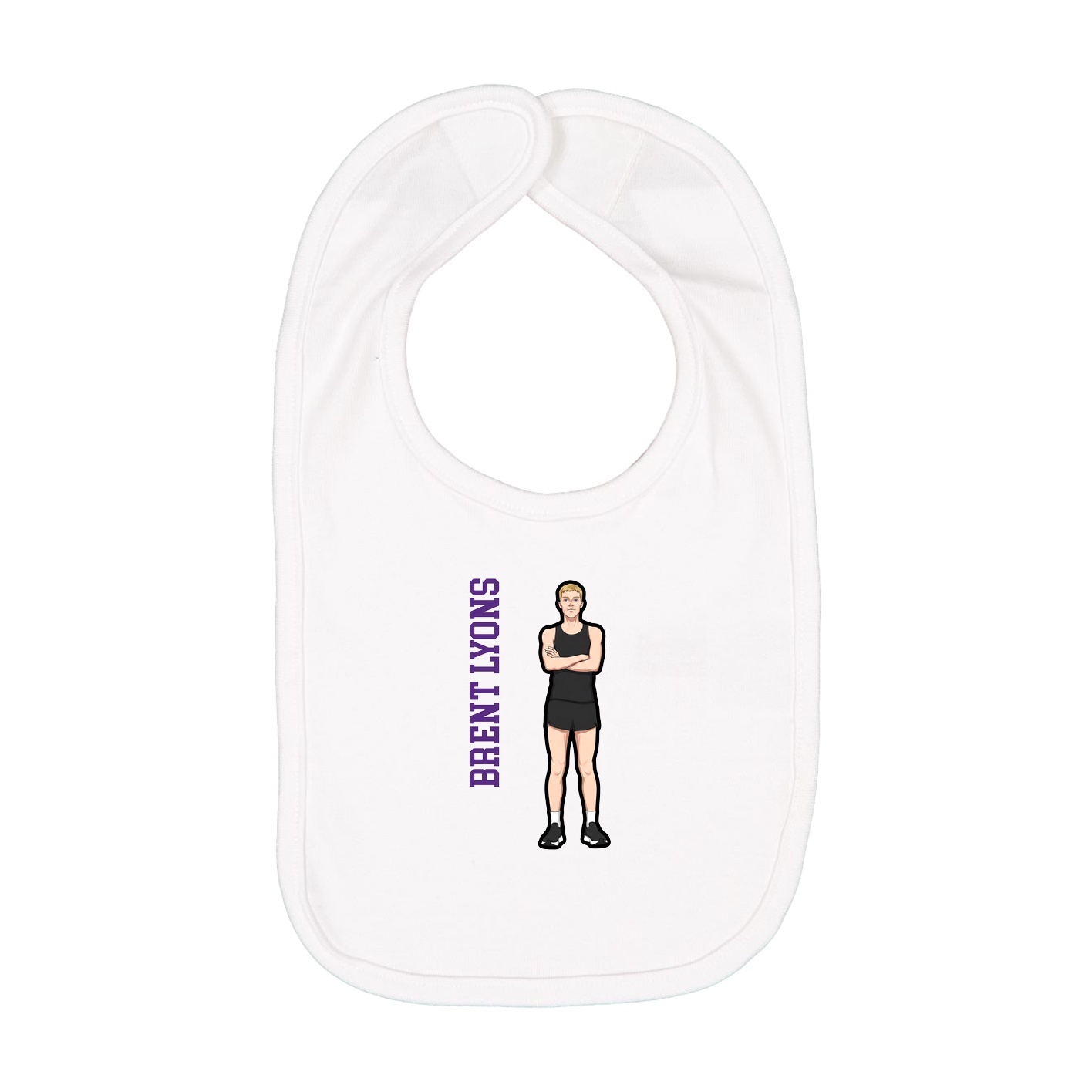 Infant Bib — Name Vertical in White