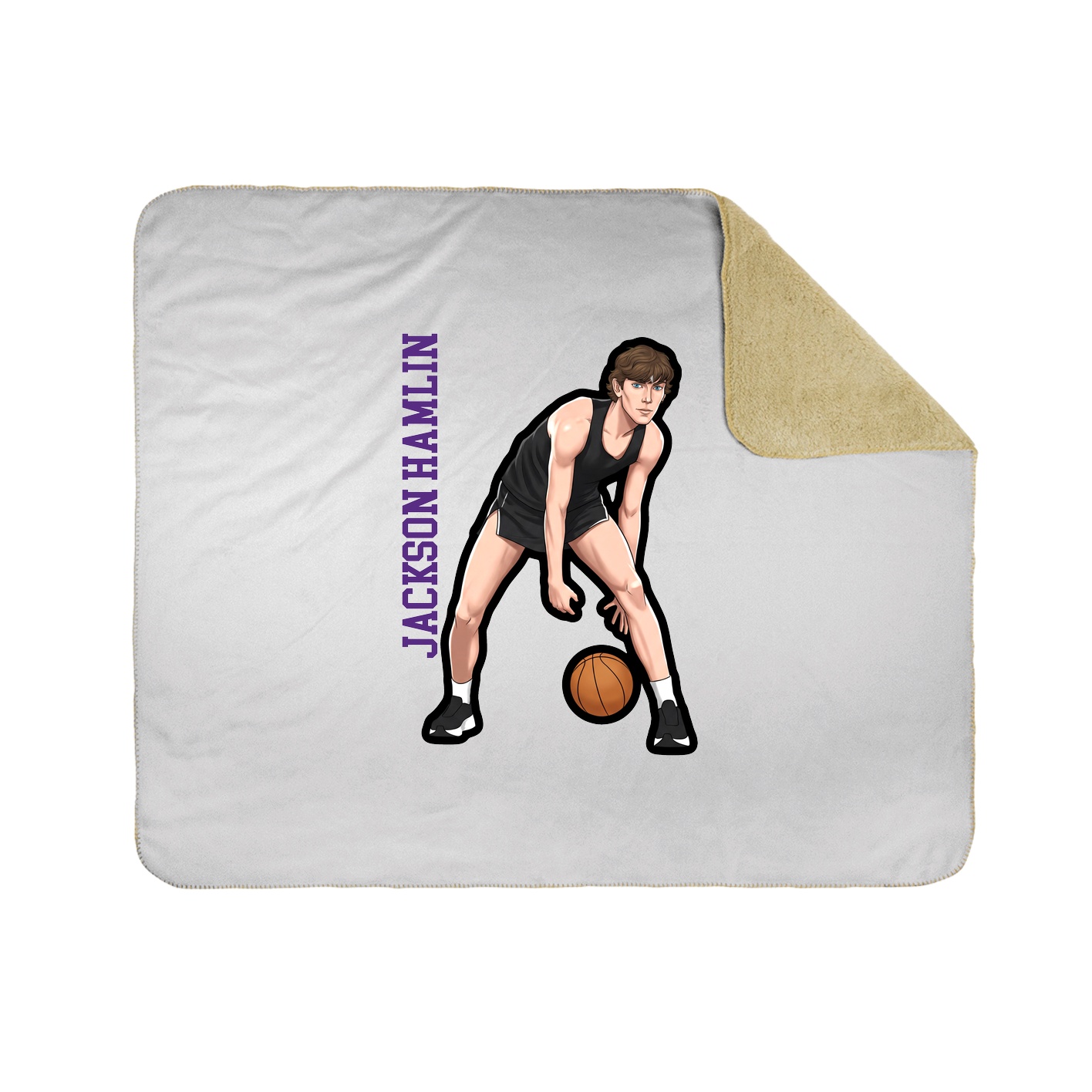 Throw Blanket — Name Vertical in White
