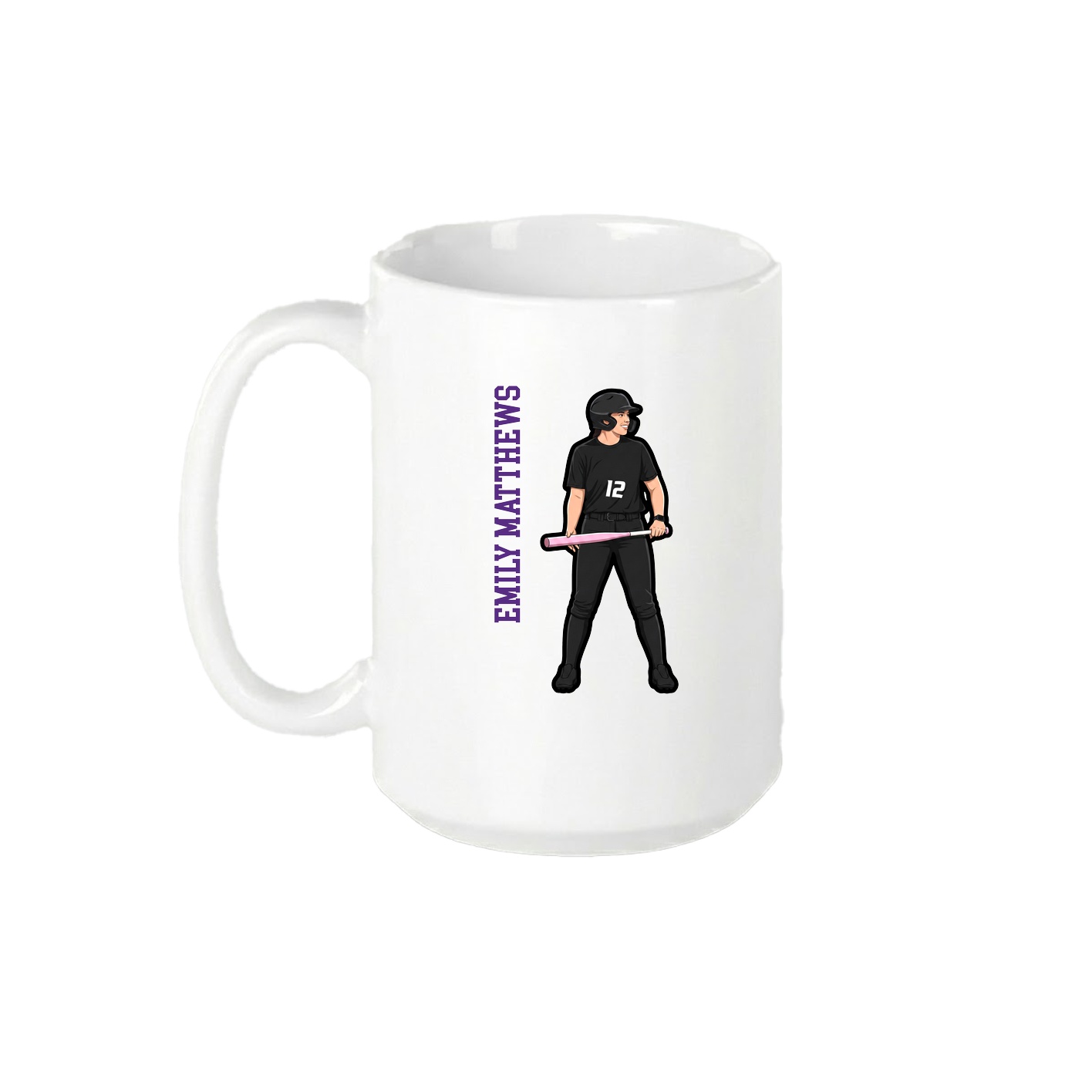 15oz Coffee Mug — Name Vertical in White