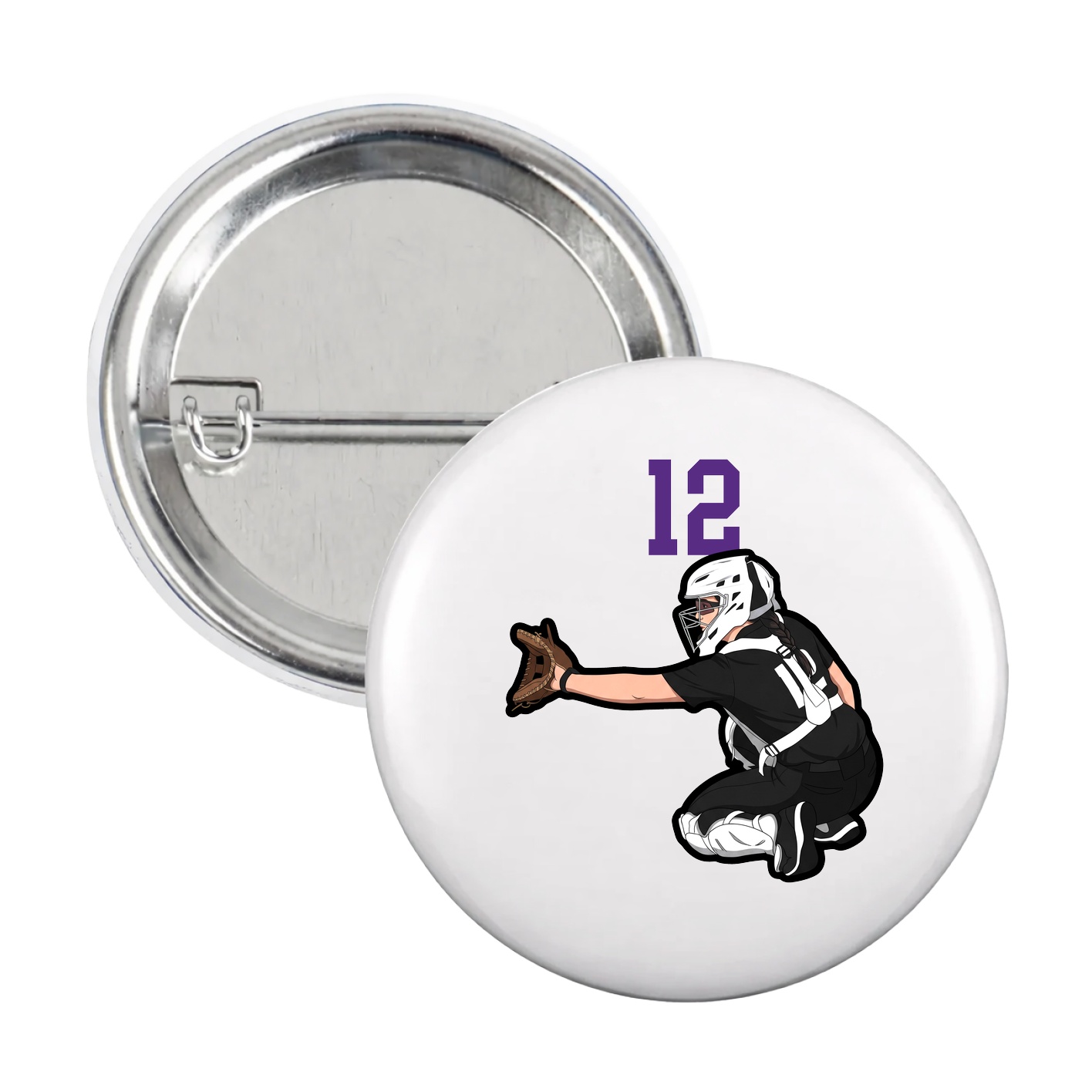 Game Day Button — Number Top in White