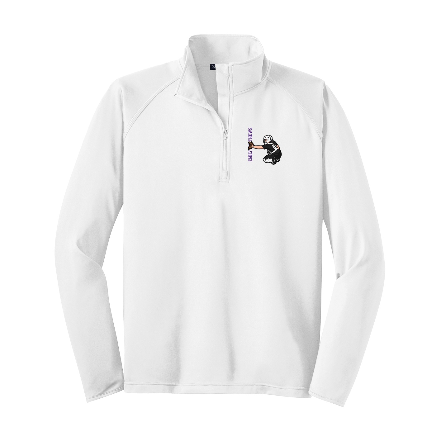 Q-Zip Pullover — Name Vertical in White