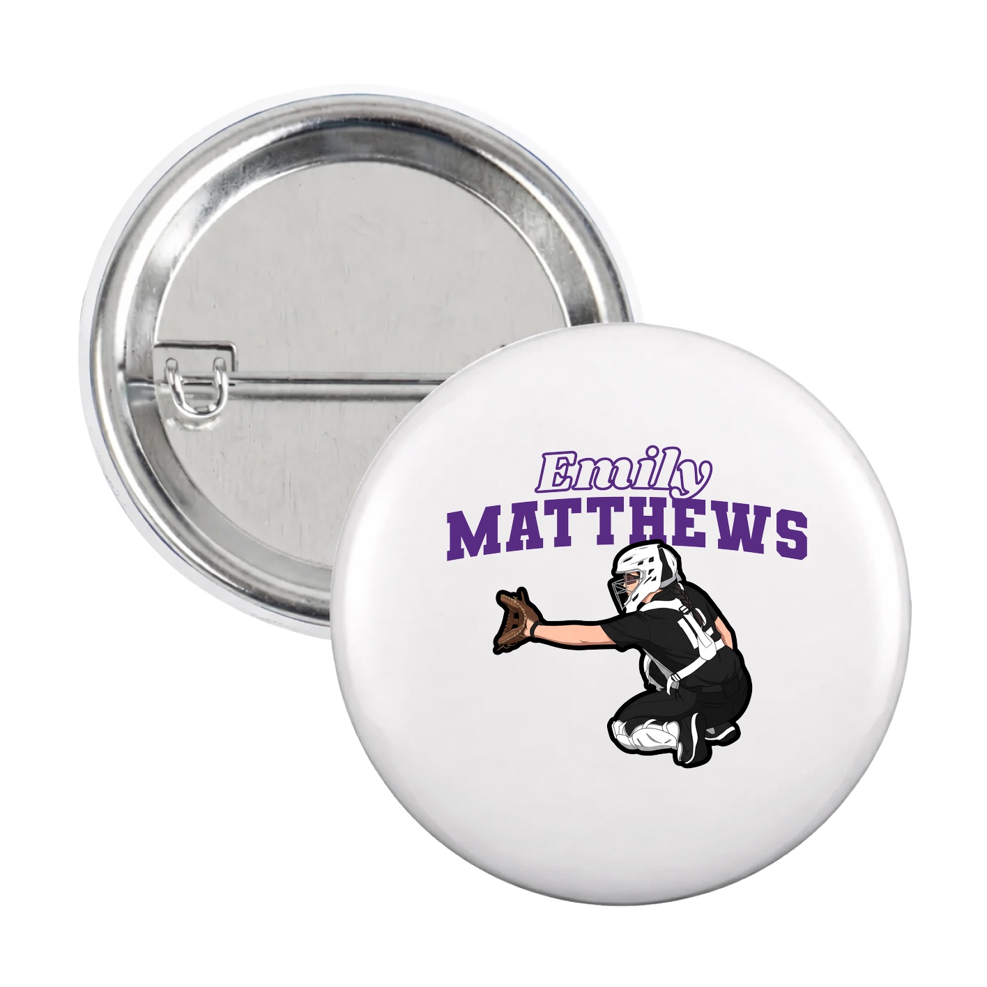 Game Day Button — Name Arch in White