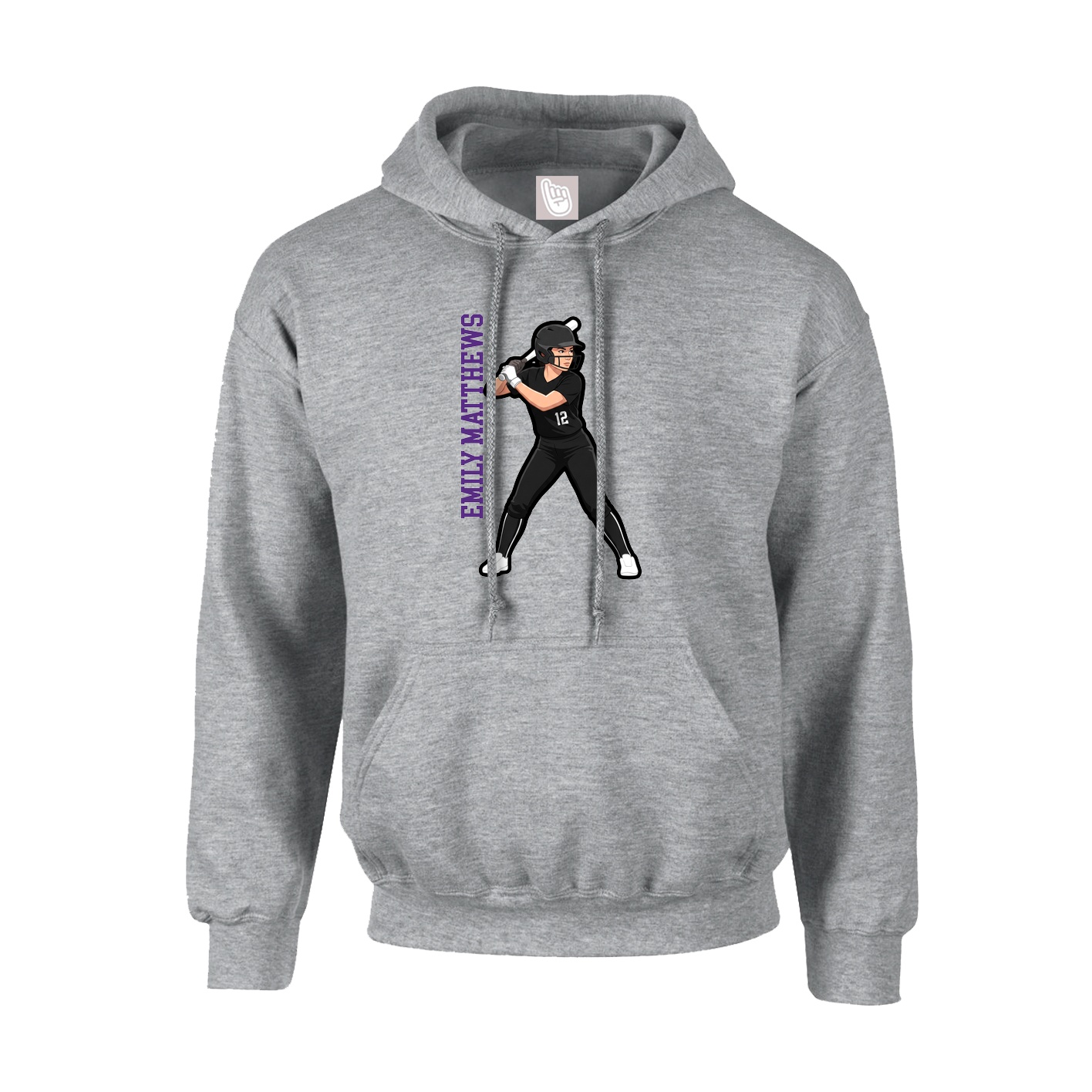 Hoodie — Name Vertical in Grey