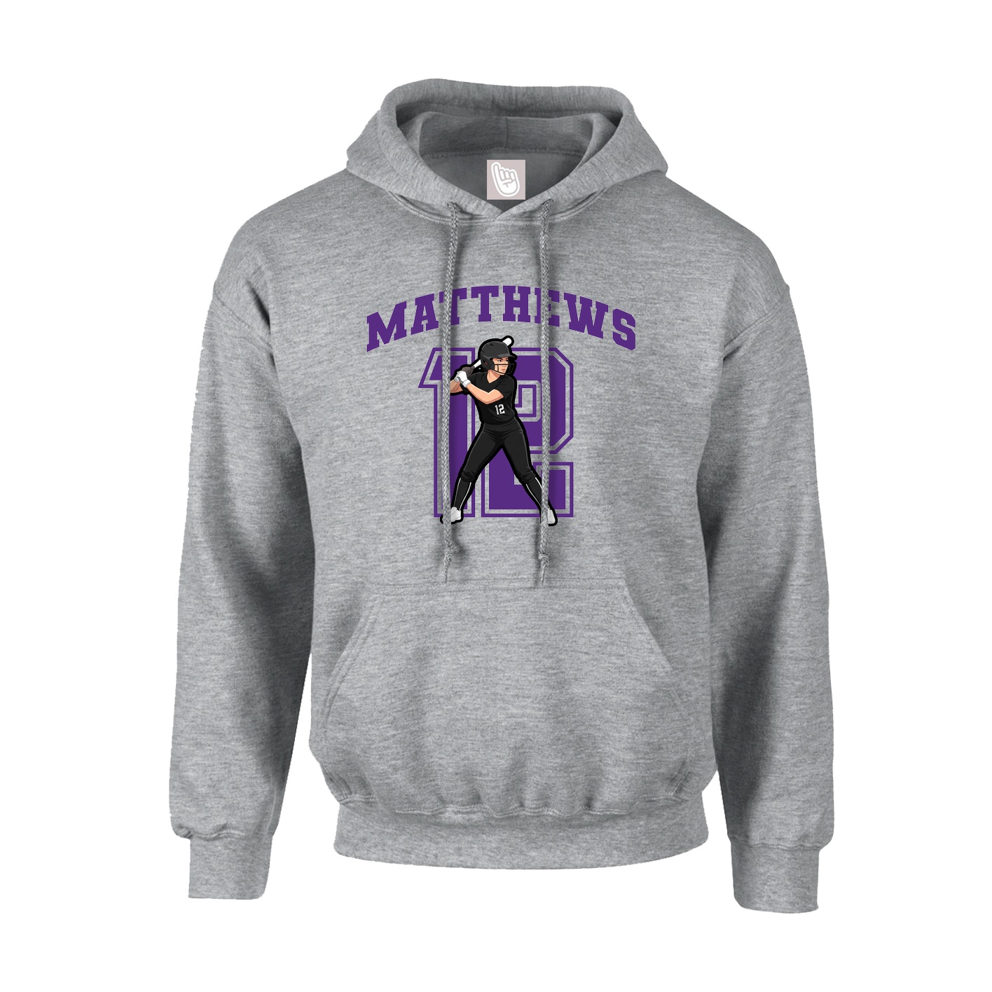 Youth Hoodie — Number in Grey