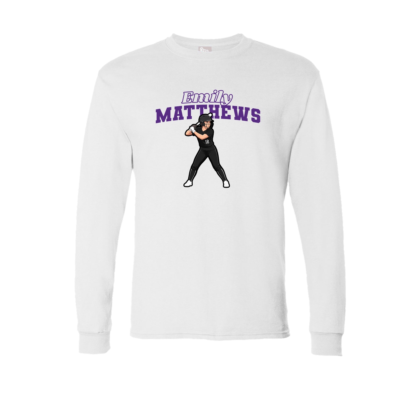 Long Sleeve Tee — Name Arch in White
