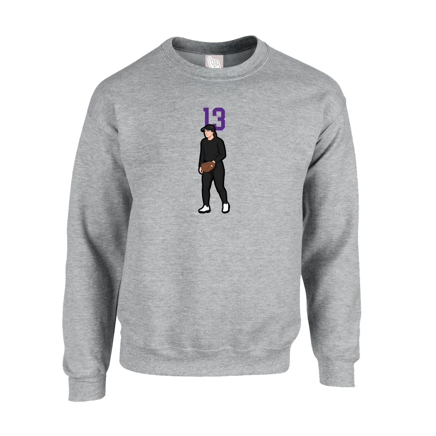 Fleece Crew — Number Top in Grey