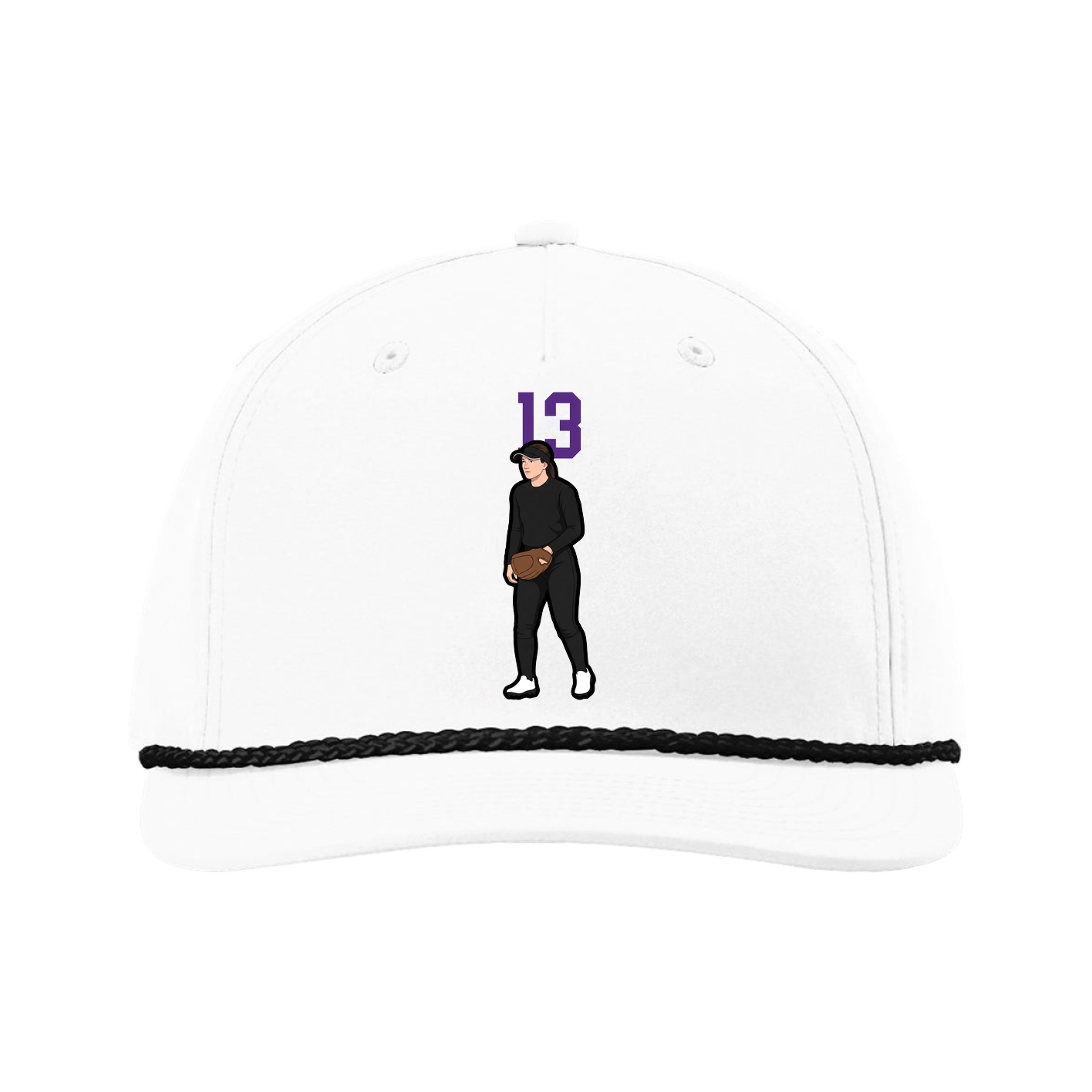Five-Panel Classic Rope Cap — Number Top in White