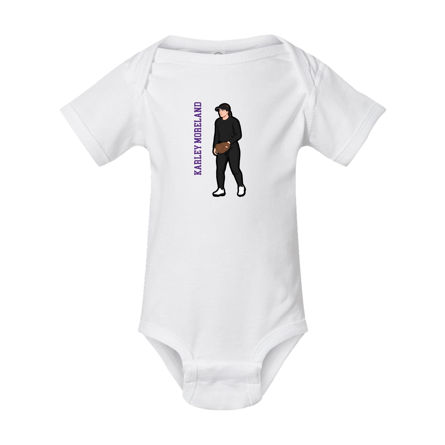 Baby Onesie — Name Vertical in White
