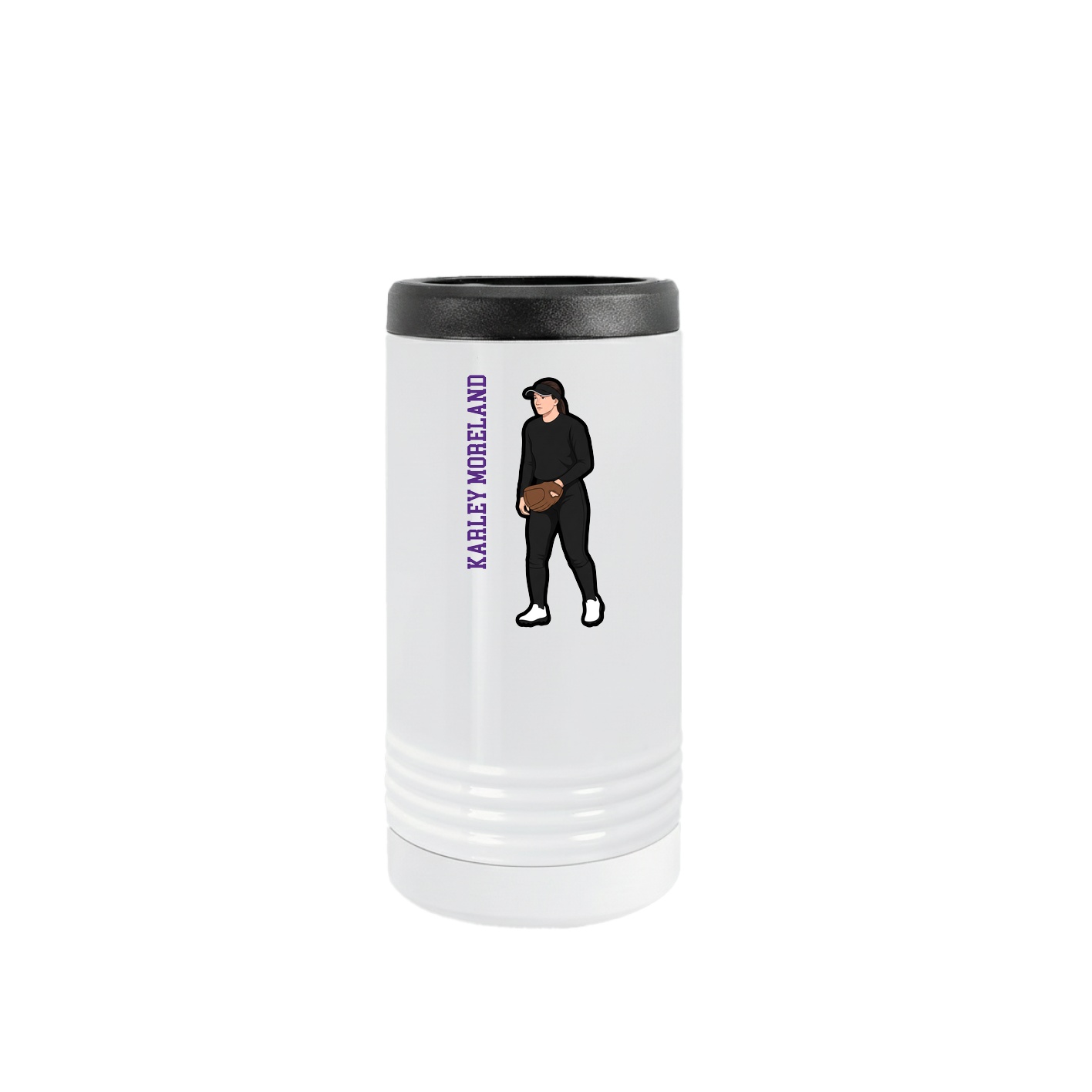 Slim Beverage Holder — Name Vertical in White