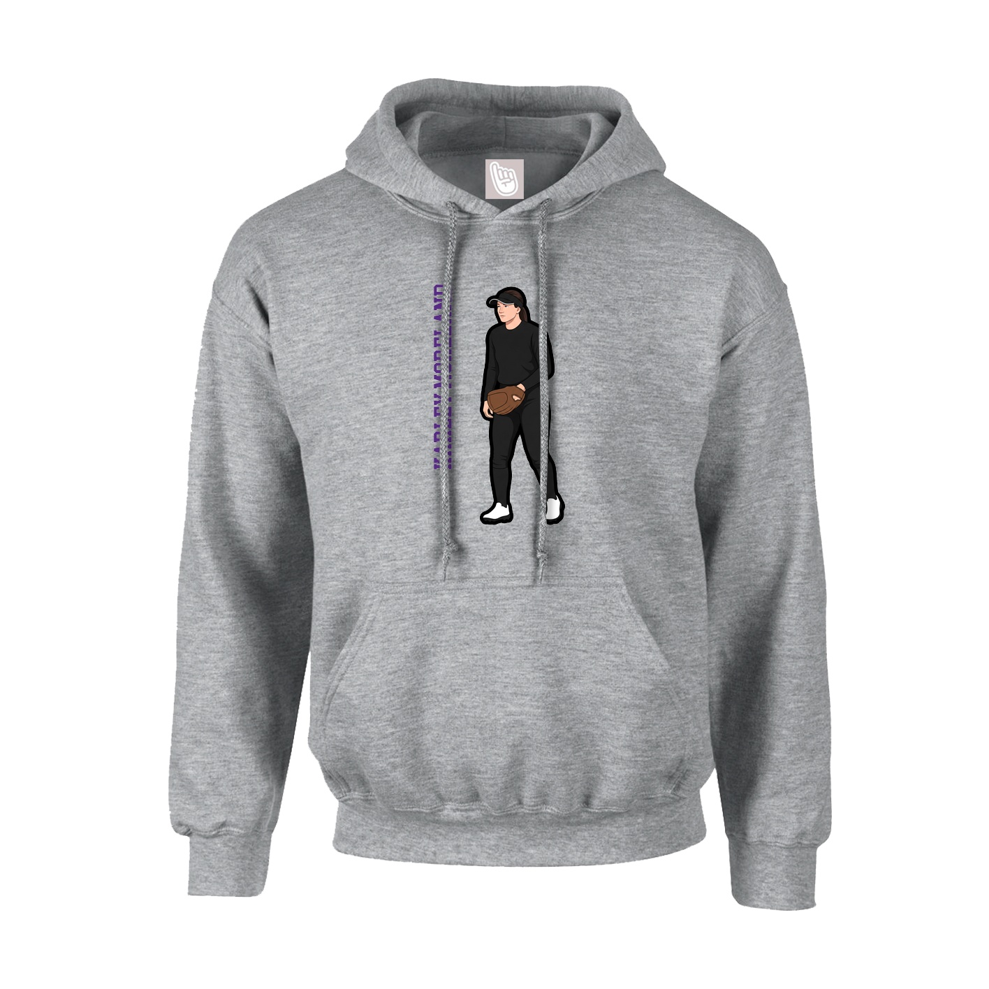 Hoodie — Name Vertical in Grey